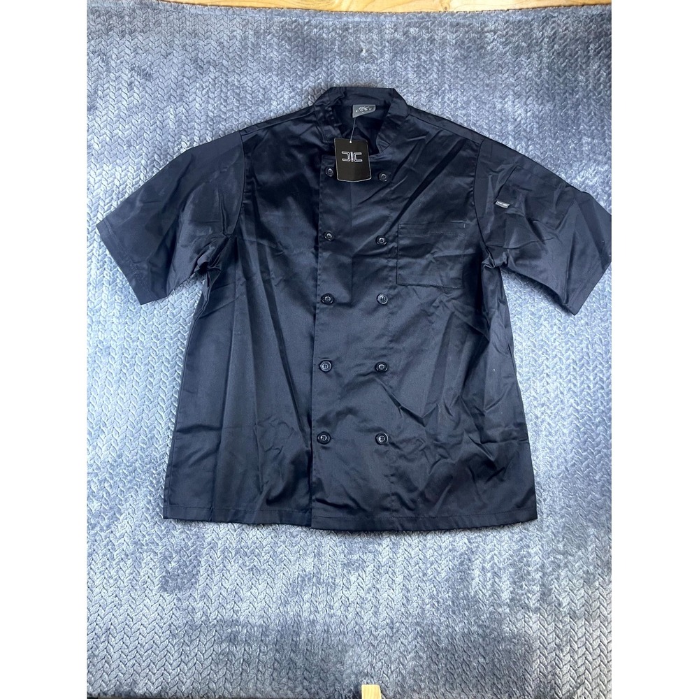 Chef Code Basic Short Sleeve Chef Coat Unisex Large Black CC124 Double Breasted
